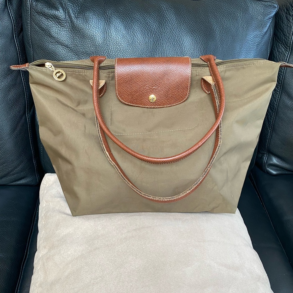 Longchamp Le Piliage Nylon Tote with Leather trim